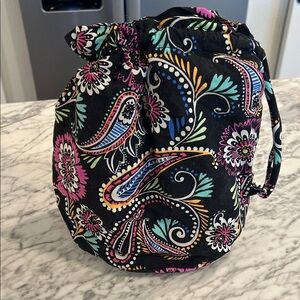 Vera Bradley Black Floral Paisley Cosmetic Bag